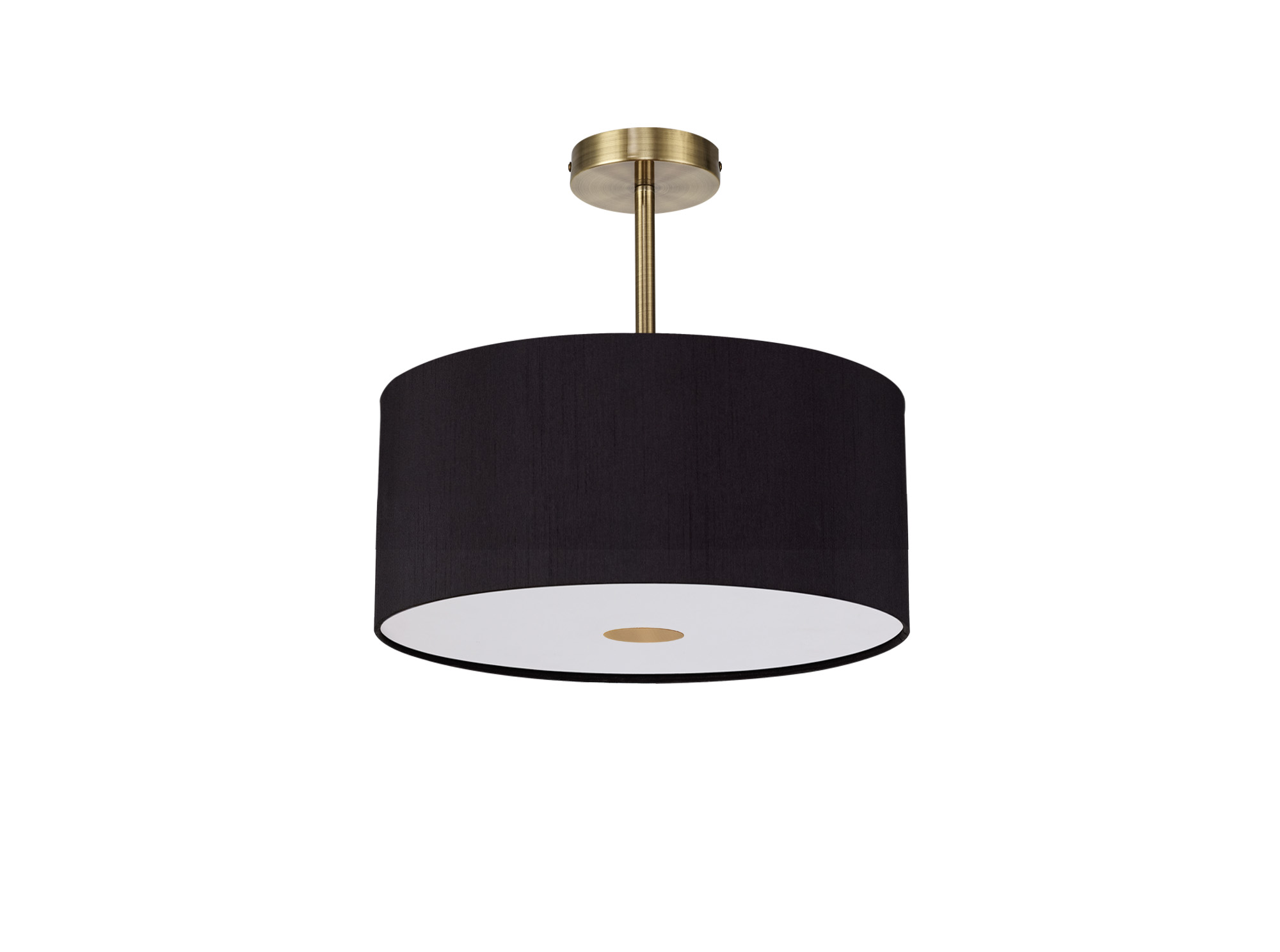Baymont 40cm Semi Flush 1 Light Antique Brass, Midnight Black/Green Olive, Frosted Diffuser DK0179  Deco Baymont